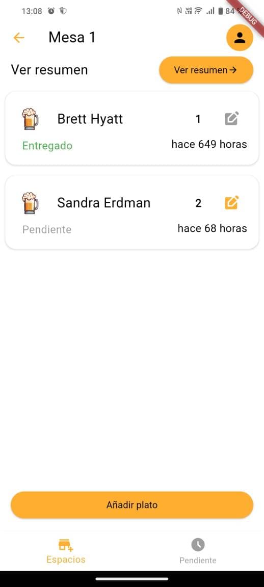 Interfaz de EatFlow en el móvil - Gestión de pedidos rápida - Paso 2